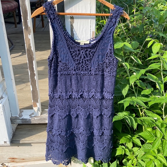Urban Outfitters | Dresses | Staring At Stars Urban Outfitters Navy Blue  Crochet Lace Dress Womens Size M | Poshmark